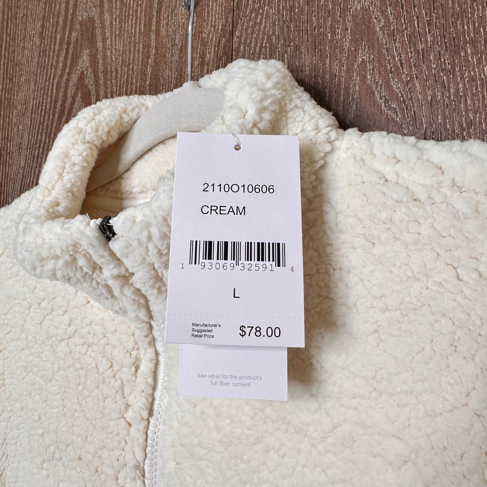 Staple Pigeon Mens Cream Sherpa Fleece Full Zip Jacket Large 2110O10606 NWT - Picture 3 of 8